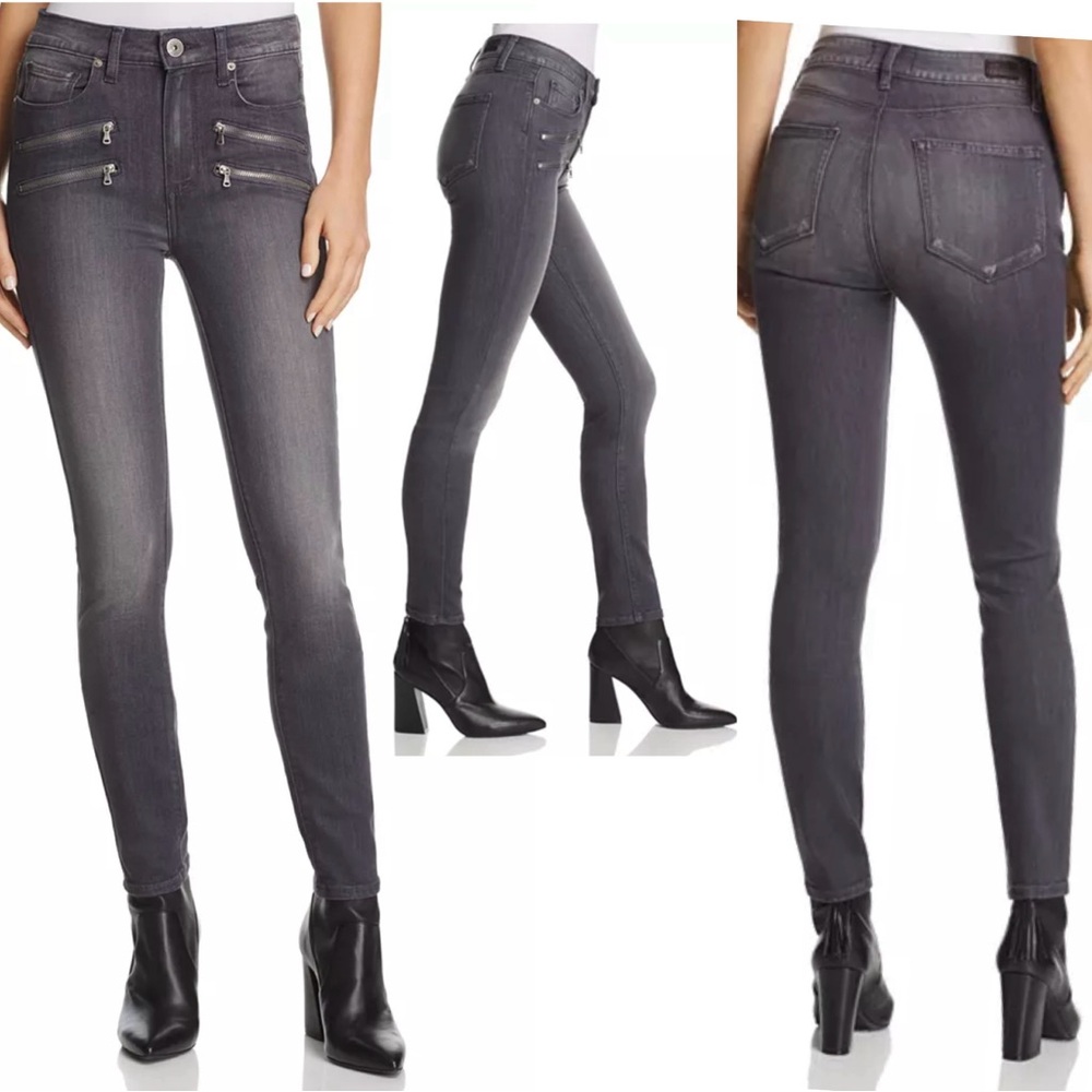 PAIGE Edgemont Ultra Skinny Jeans in Summit Grey No Whiskers Sz 27 zipper detail